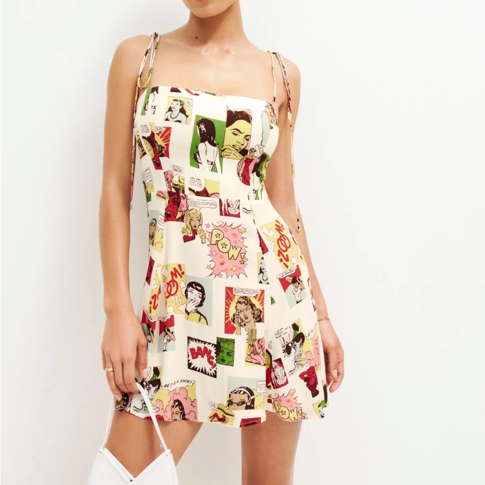COPY - Reformation Presley Dress comic strip print